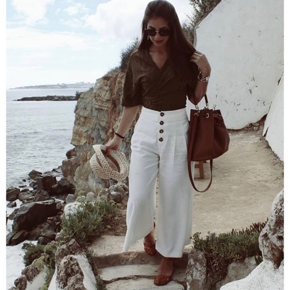 zara white wide leg pants